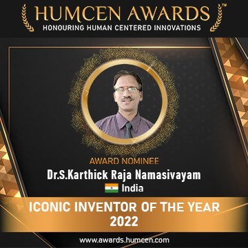 Dr.S.Karthick Raja Namasivayam --ICONIC INVENTOR OF THE YEAR--INDIA/NOMINEE