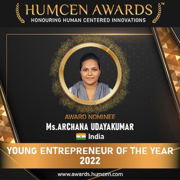 Ms.ARCHANA UDAYAKUMAR--YOUNG ENTREPRENEUR OF THE YEAR---INDIA-NOMINEE